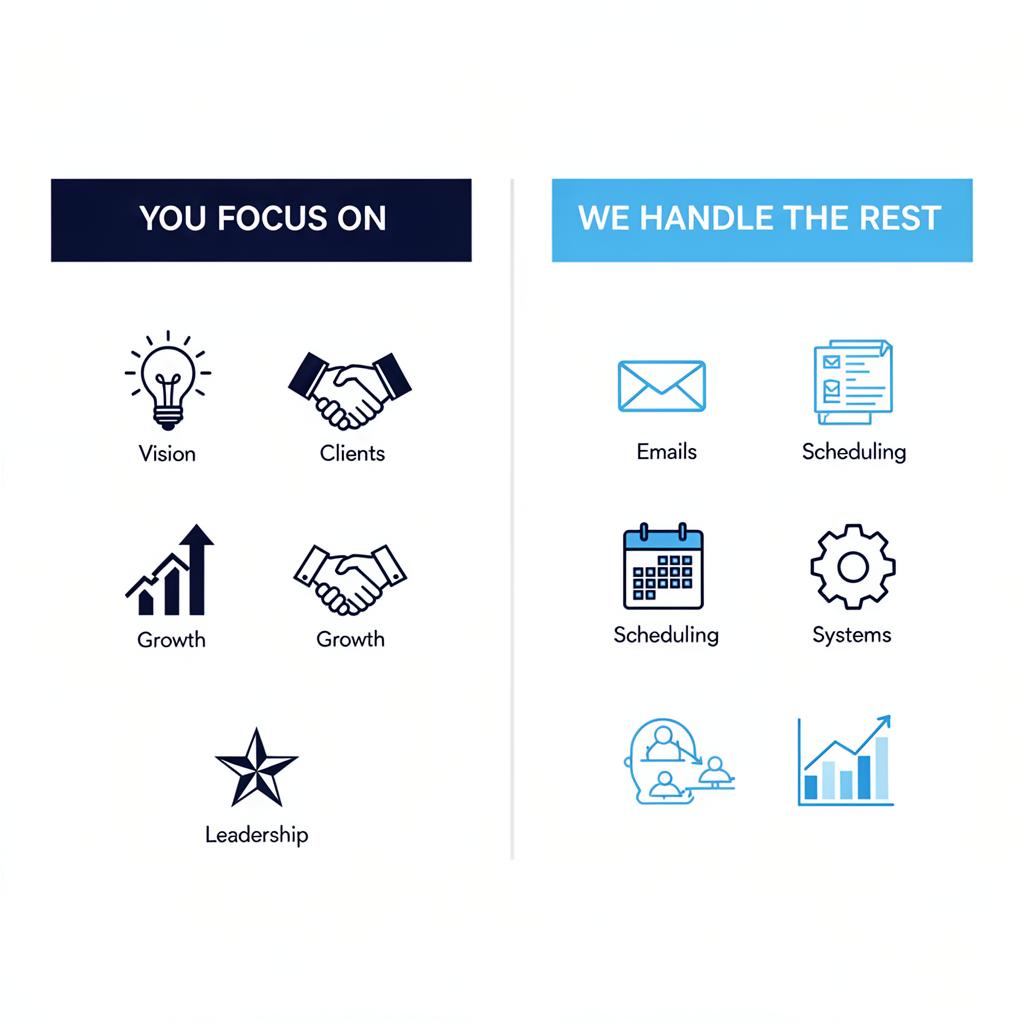 You focus on vision, clients, growth and leadership — RocaKami handles emails, scheduling, systems and analytics